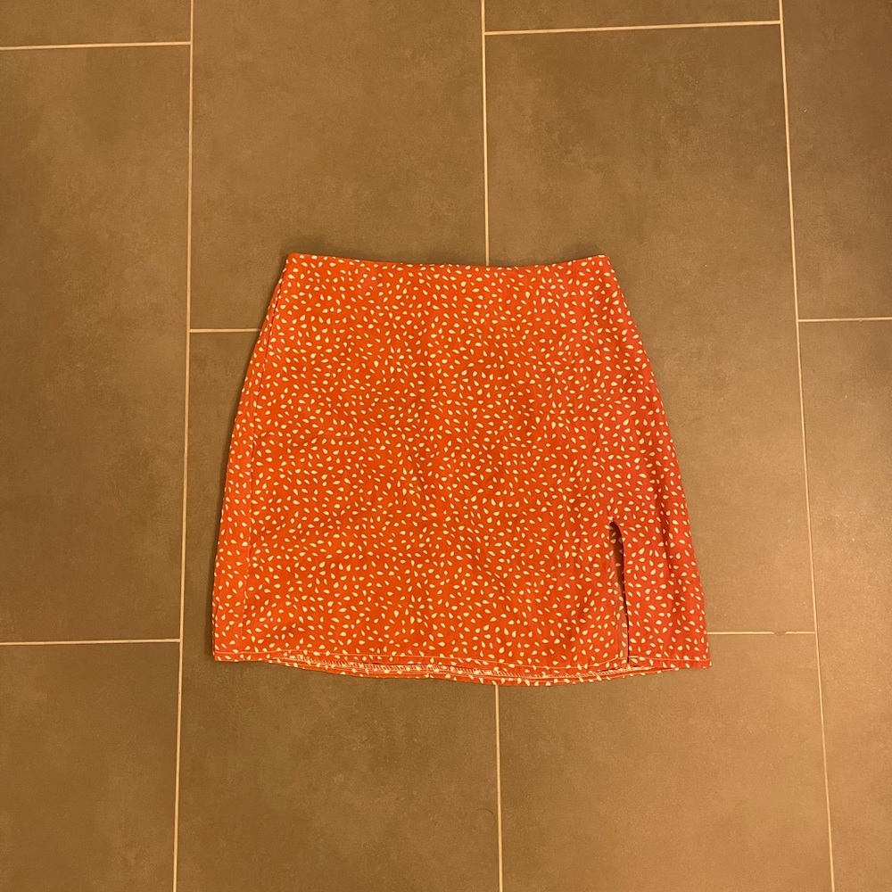 red with white spots skirt